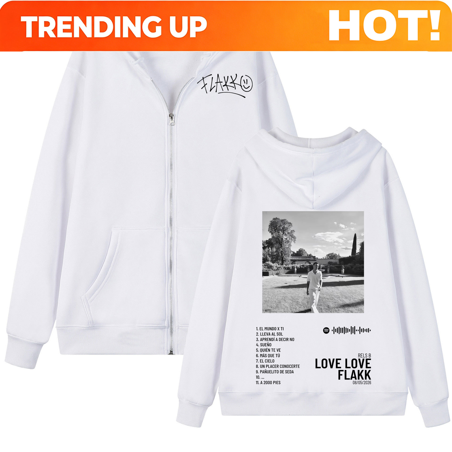 Mens Fashion Zip Up Hoodies - Rapper Rels B Love Love Flakk