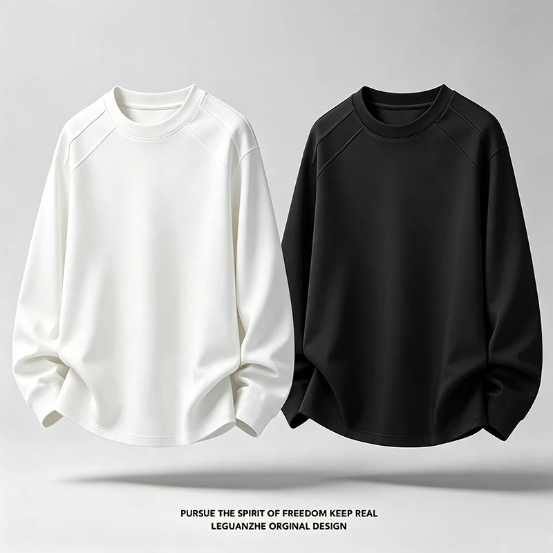 Mens Fashion Summer - Herren-T-Shirt mit Rundhalsausschnitt, Raglanärmeln, langen Ärmeln,