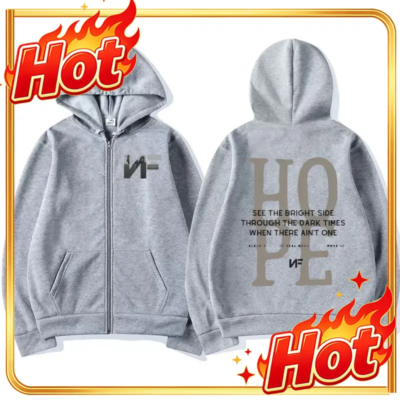 Mens Fashion Zip Up Hoodies - Rapper NF Hope Tracklist Zipper Hoodies