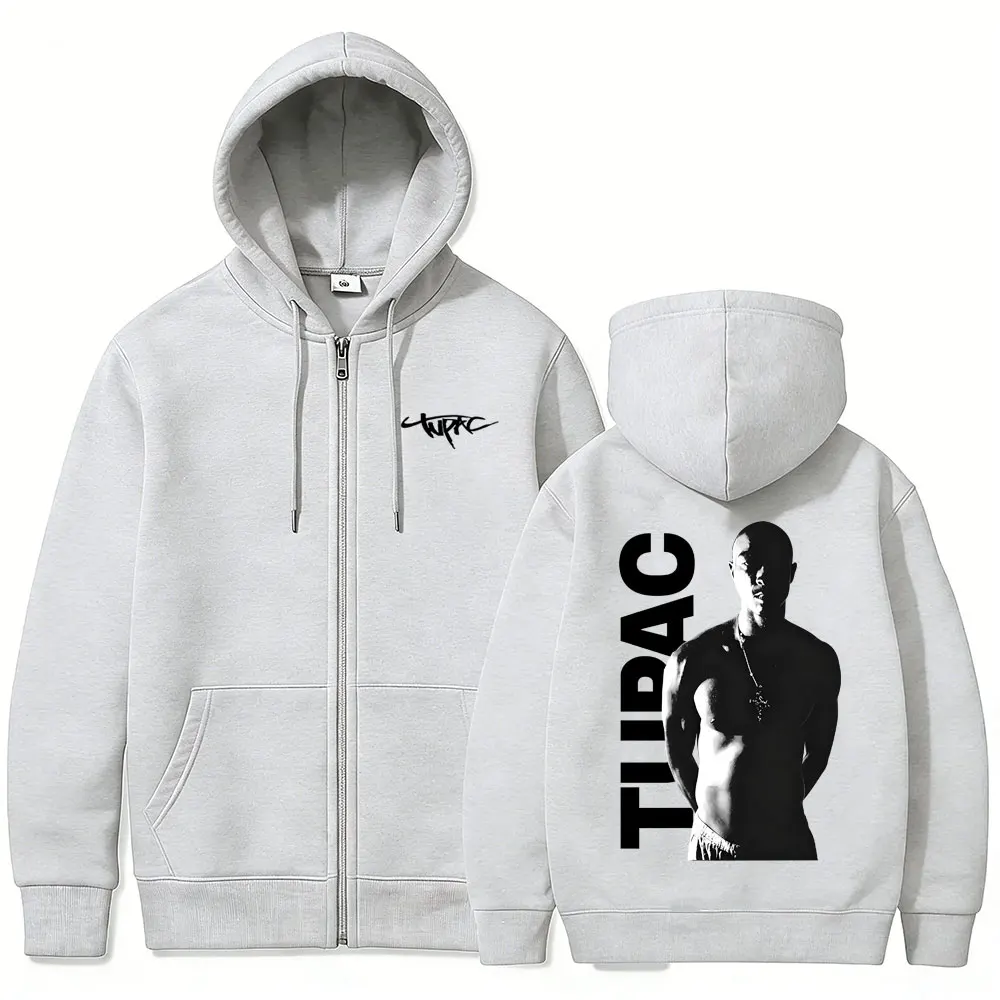 Mens Fashion Zip Up Hoodies - Rapper Tupac 2pac Reißverschluss-Hoodie für Herren
