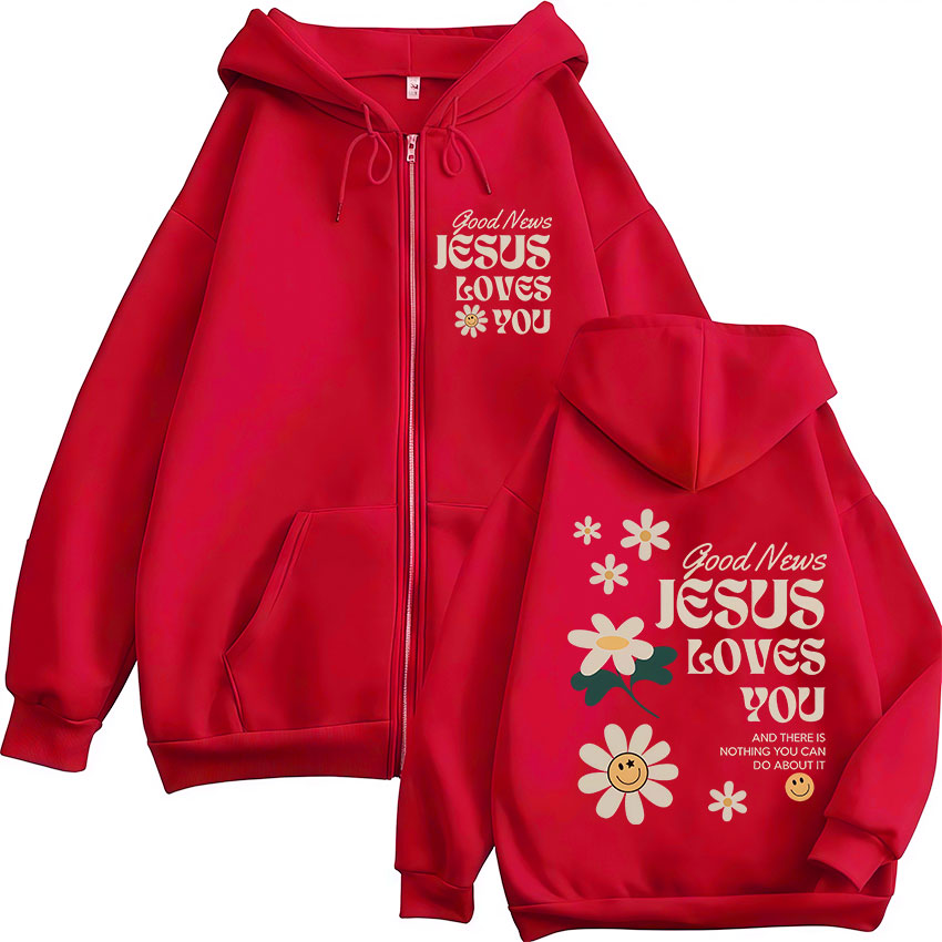 Gute Nachrichten: Jesus liebt  – Mens Fashion Zip Up Hoodies Bewertung und Preis