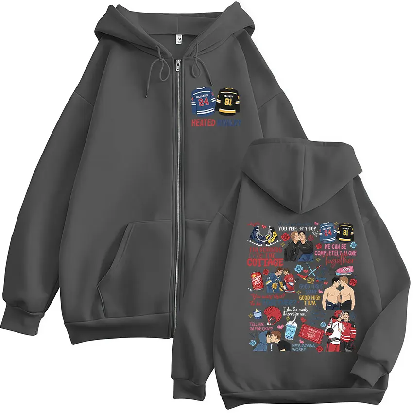 Heated Rivalry Print Zipper Ho – Mens Fashion Zip Up Hoodies Bewertung und Preis