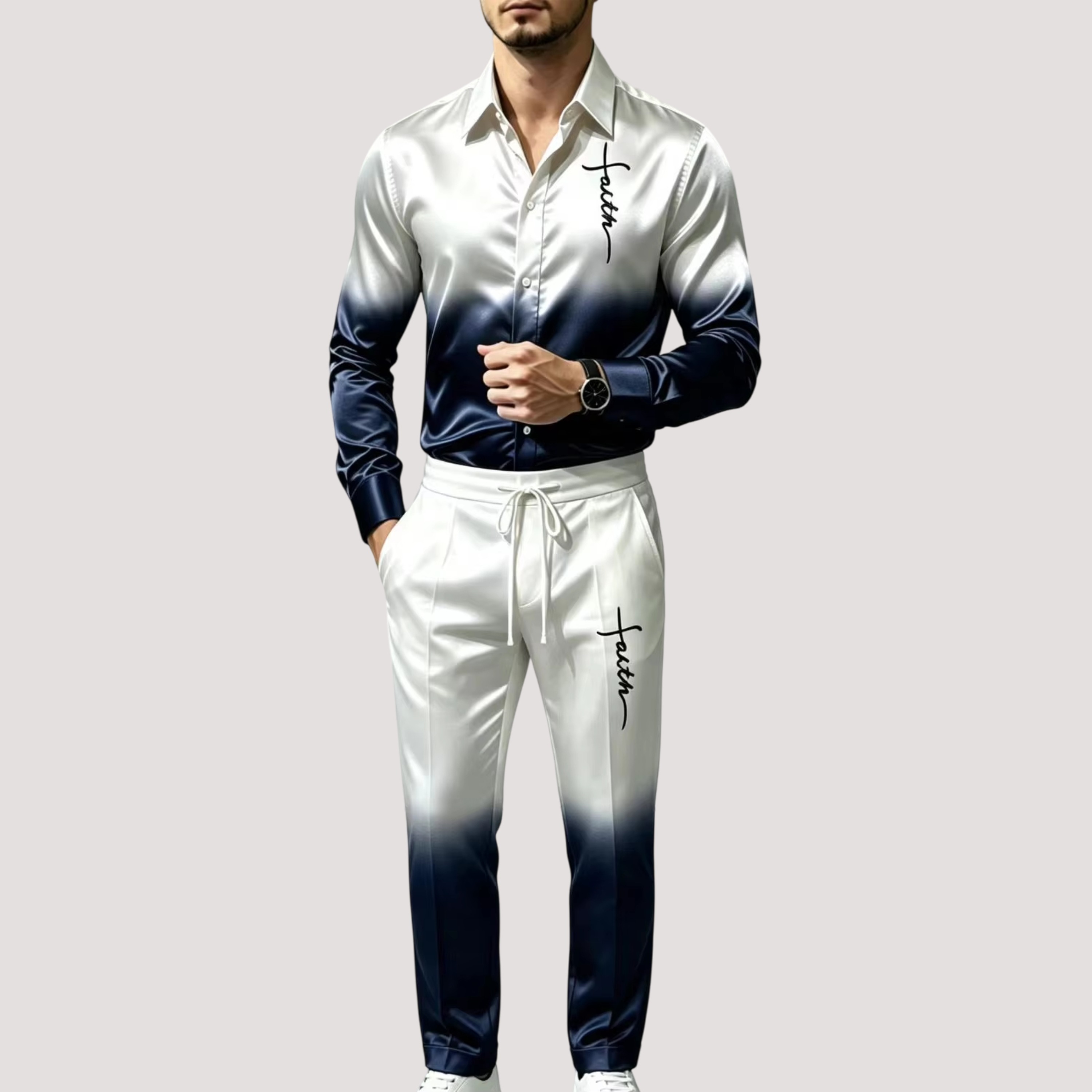 Herren-Satin-Seiden-Sportanzug – Mens Fashion Clothes Bewertung und Preis